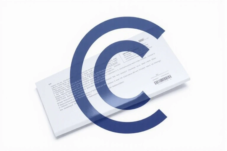 Imagine reprezentând drepturile de autor, cu un simbol de copyright și documente